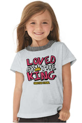 Loved By The King Toddler Ruffled Trim T-Shirt-Direct To Garment Print-Brisco Baby