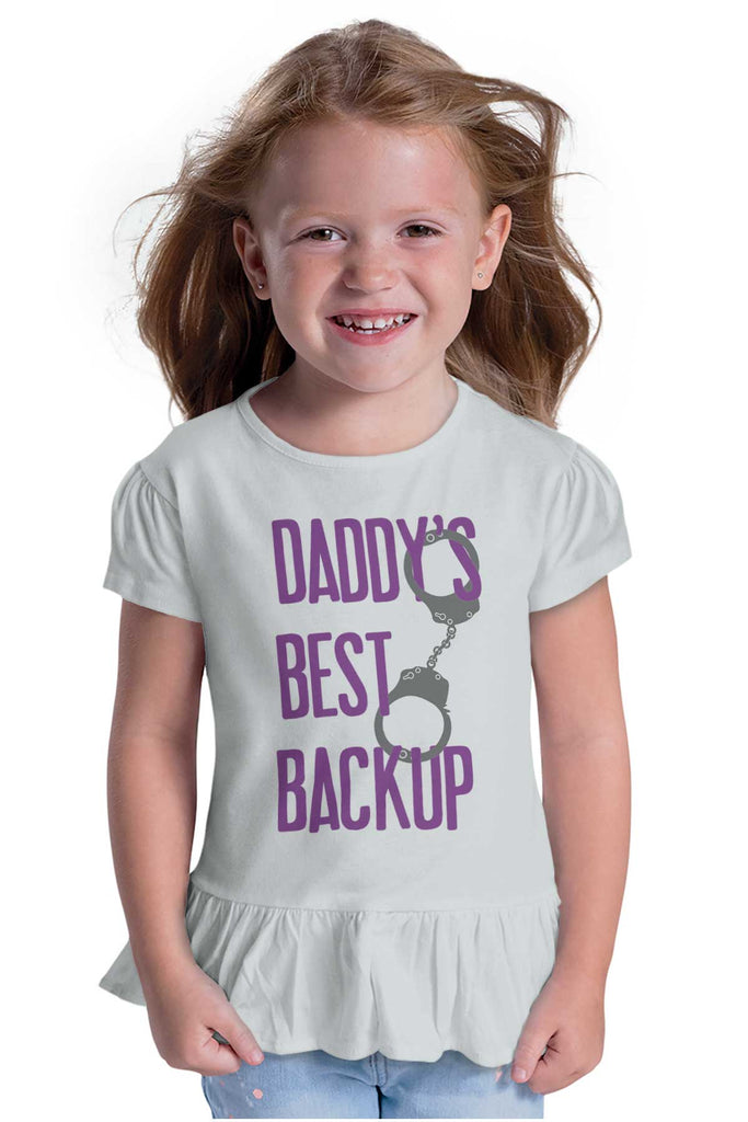 Daddy's Best Backup Toddler Ruffle Bottom Tee-Direct To Garment Print-Brisco Baby