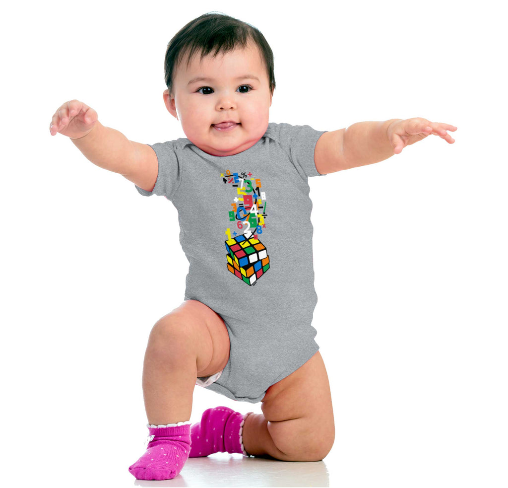 Math Cube Romper Bodysuit-Direct To Garment Print-Brisco Baby