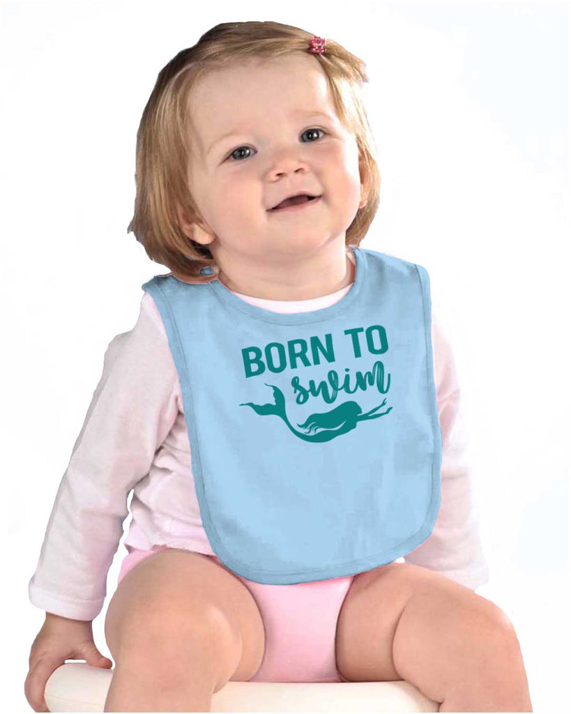 Born To Swim Infant Baby Bib-Direct To Garment Print-Brisco Baby