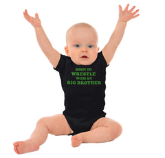 Born To Wrestle With My Big Brother Romper Bodysuit-Direct To Garment Print-Brisco Baby