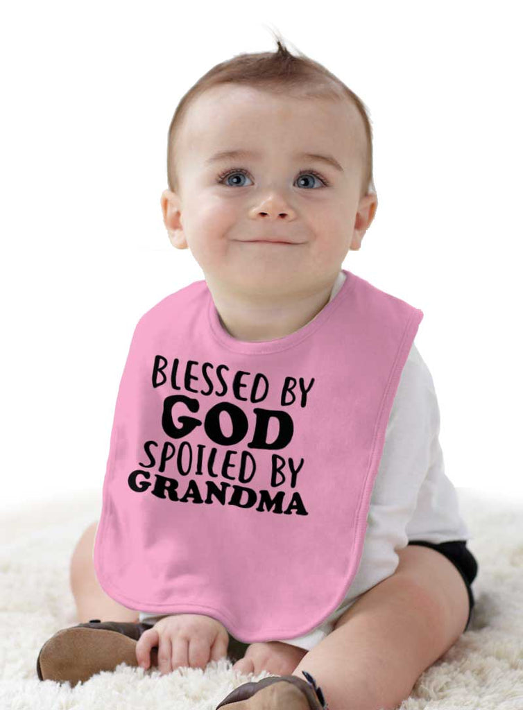 Blessed By God Spoiled By Grandma Infant Baby Bib-Direct To Garment Print-Brisco Baby
