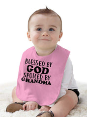 Blessed By God Spoiled By Grandma Infant Baby Bib-Direct To Garment Print-Brisco Baby