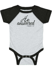 He Answered Raglan Romper Bodysuit-Direct To Garment Print-Brisco Baby