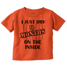 9 Months On The Inside Infant Toddler T Shirt-Direct To Garment Print-Brisco Baby