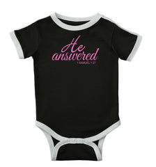 He Answered Ringer Romper Bodysuit-Direct To Garment Print-Brisco Baby
