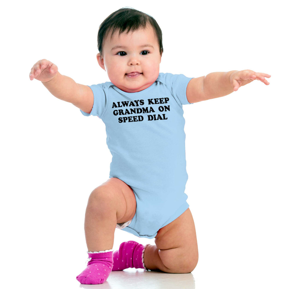 Always Keep Grandma Speed Dial Romper Bodysuit-Direct To Garment Print-Brisco Baby