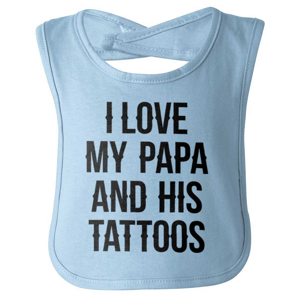 I Love Papa And Tattoos Infant Baby Bib-Direct To Garment Print-Brisco Baby