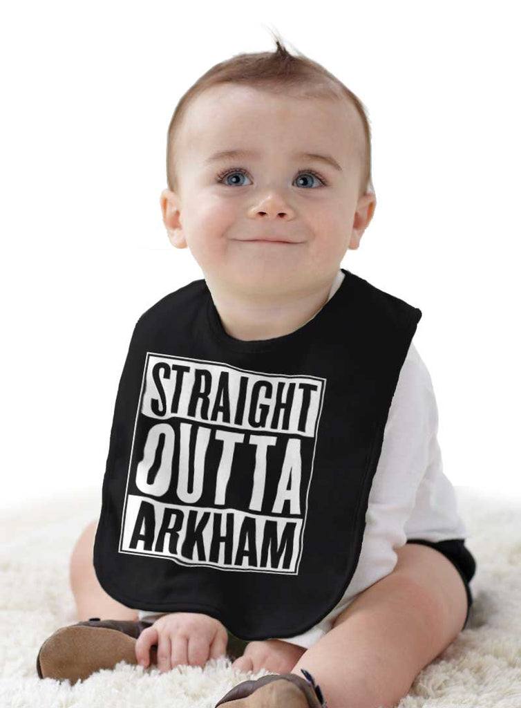Straight Outta Arkham Infant Baby Bib-Direct To Garment Print-Brisco Baby
