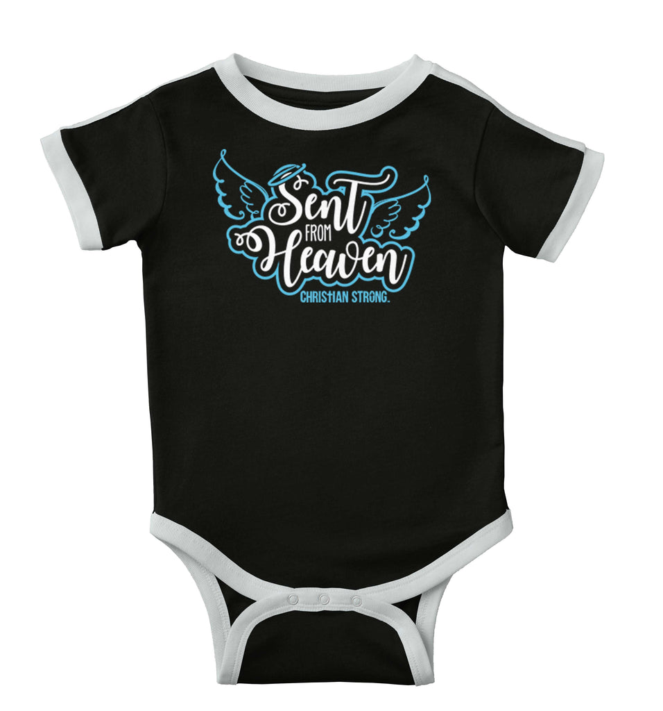 Sent From Heaven Ringer Romper Bodysuit-Direct To Garment Print-Brisco Baby