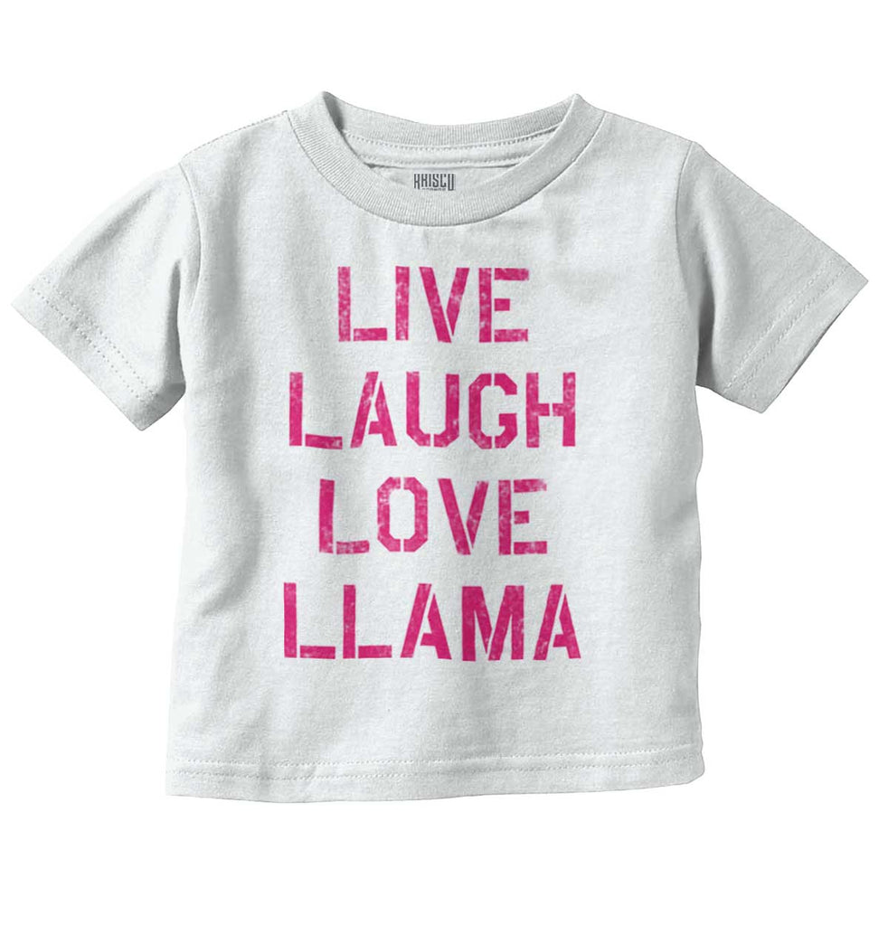 Live Laugh Llama Infant Toddler T Shirt-Direct To Garment Print-Brisco Baby