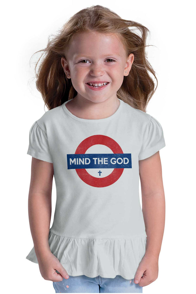 Mind The God Toddler Ruffle Bottom Tee-Direct To Garment Print-Brisco Baby