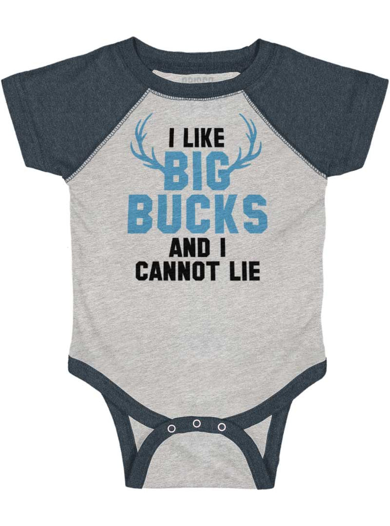 I Like Big Bucks Raglan Romper Bodysuit-Direct To Garment Print-Brisco Baby
