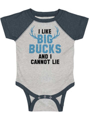 I Like Big Bucks Raglan Romper Bodysuit-Direct To Garment Print-Brisco Baby