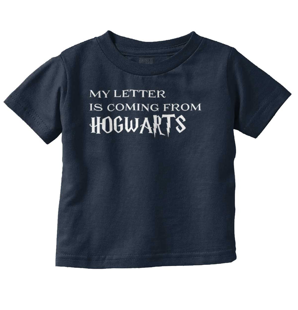 Letter Coming Hogwarts Infant Toddler T Shirt-Direct To Garment Print-Brisco Baby