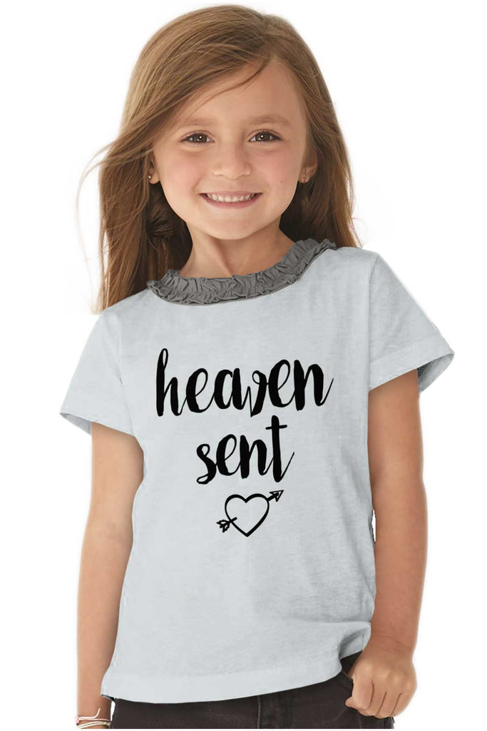 Heaven Sent Toddler Ruffled Trim T-Shirt-Direct To Garment Print-Brisco Baby