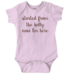 Started From The Belly Romper Bodysuit-Direct To Garment Print-Brisco Baby