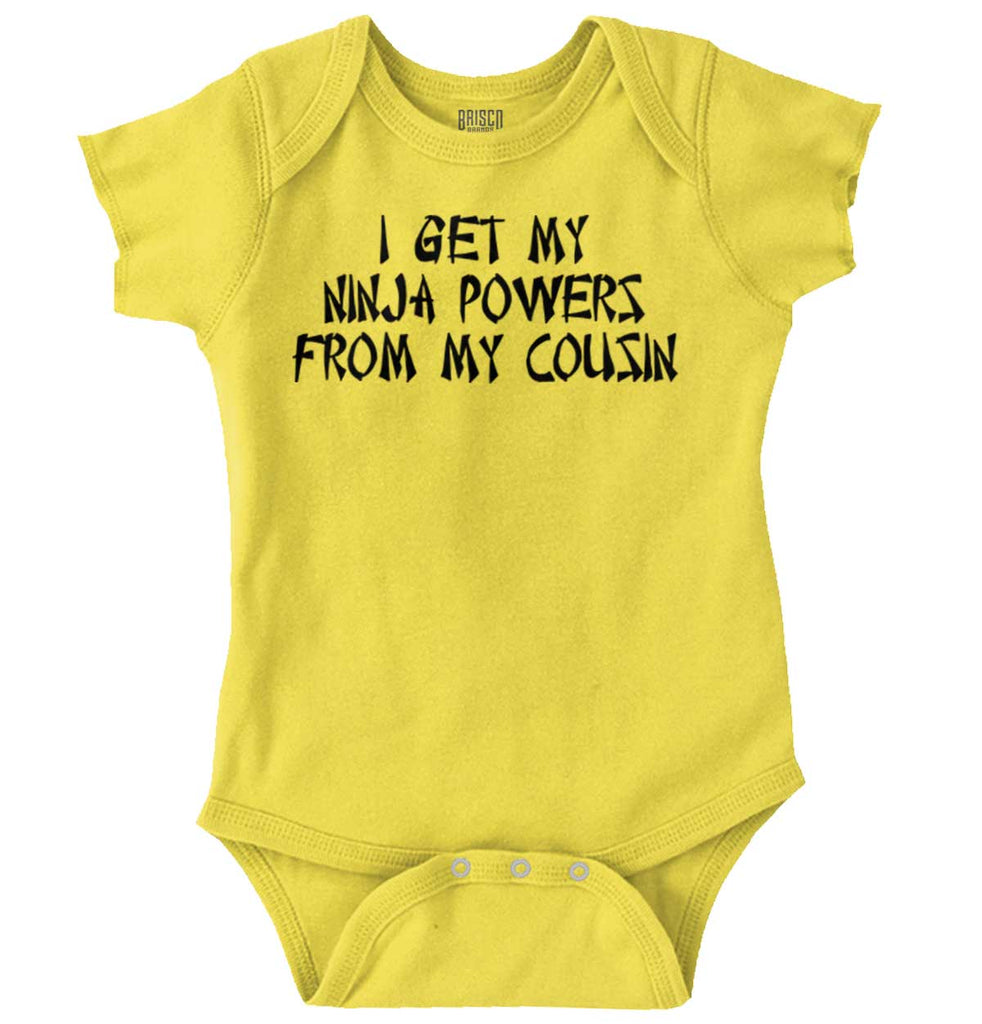 Ninja Powers From Cousin Romper Bodysuit-Direct To Garment Print-Brisco Baby