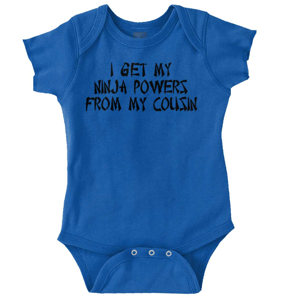 Ninja Powers From Cousin Romper Bodysuit-Direct To Garment Print-Brisco Baby