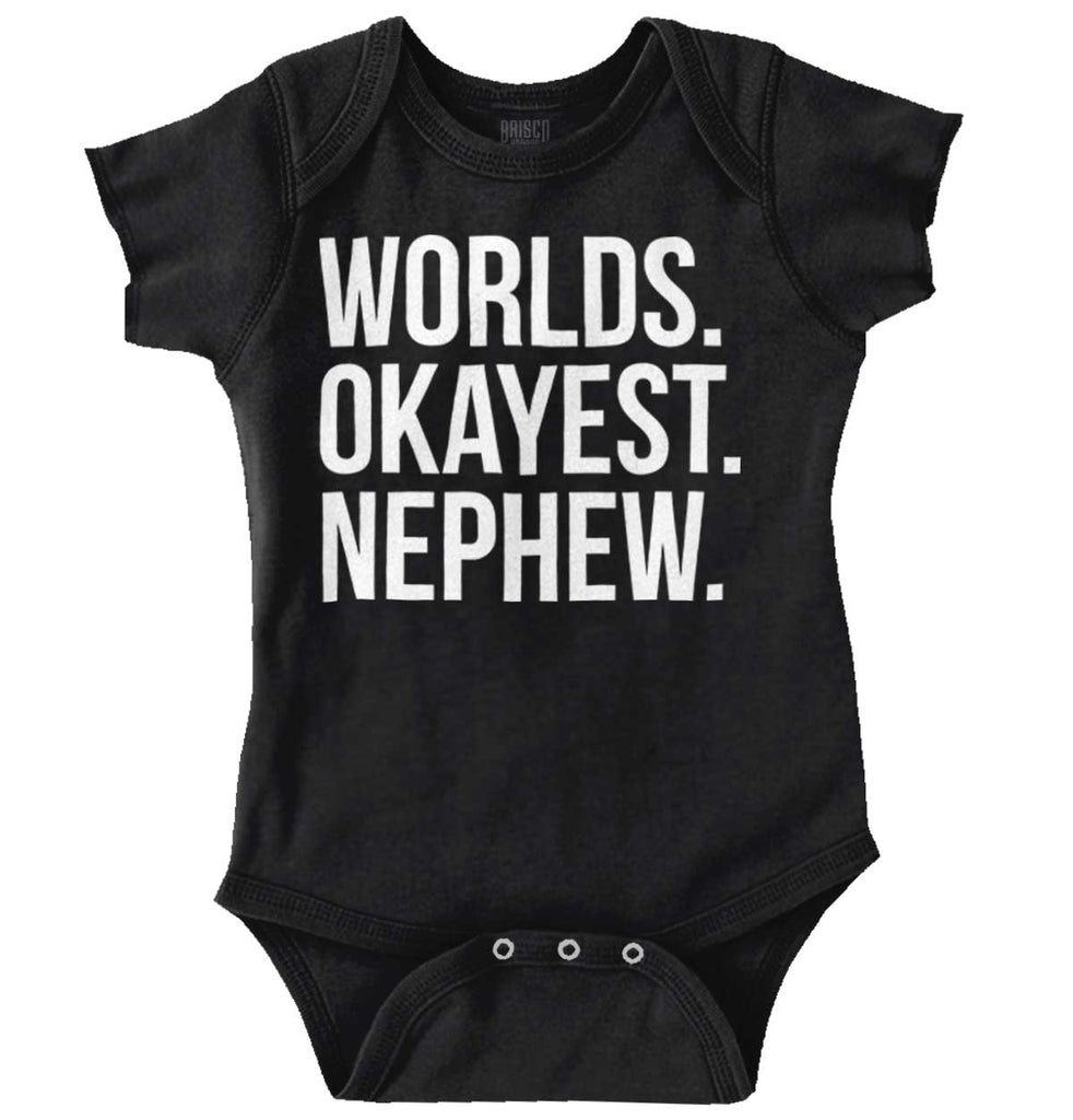 Worlds Okayest Nephew Romper Bodysuit-Direct To Garment Print-Brisco Baby