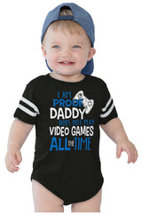 Daddy Plays Video Games Football Romper Bodysuit-Direct To Garment Print-Brisco Baby