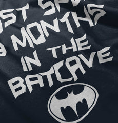 9 Months in Batcave Ringer Romper Bodysuit-Direct To Garment Print-Brisco Baby