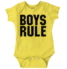 Boys Rule Romper Bodysuit-Direct To Garment Print-Brisco Baby