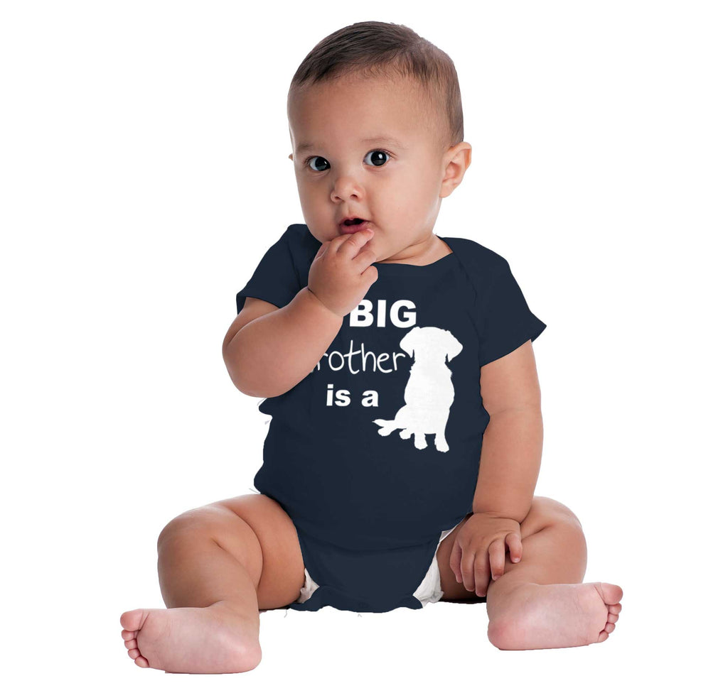 Brother is a Dog Romper Bodysuit-Direct To Garment Print-Brisco Baby