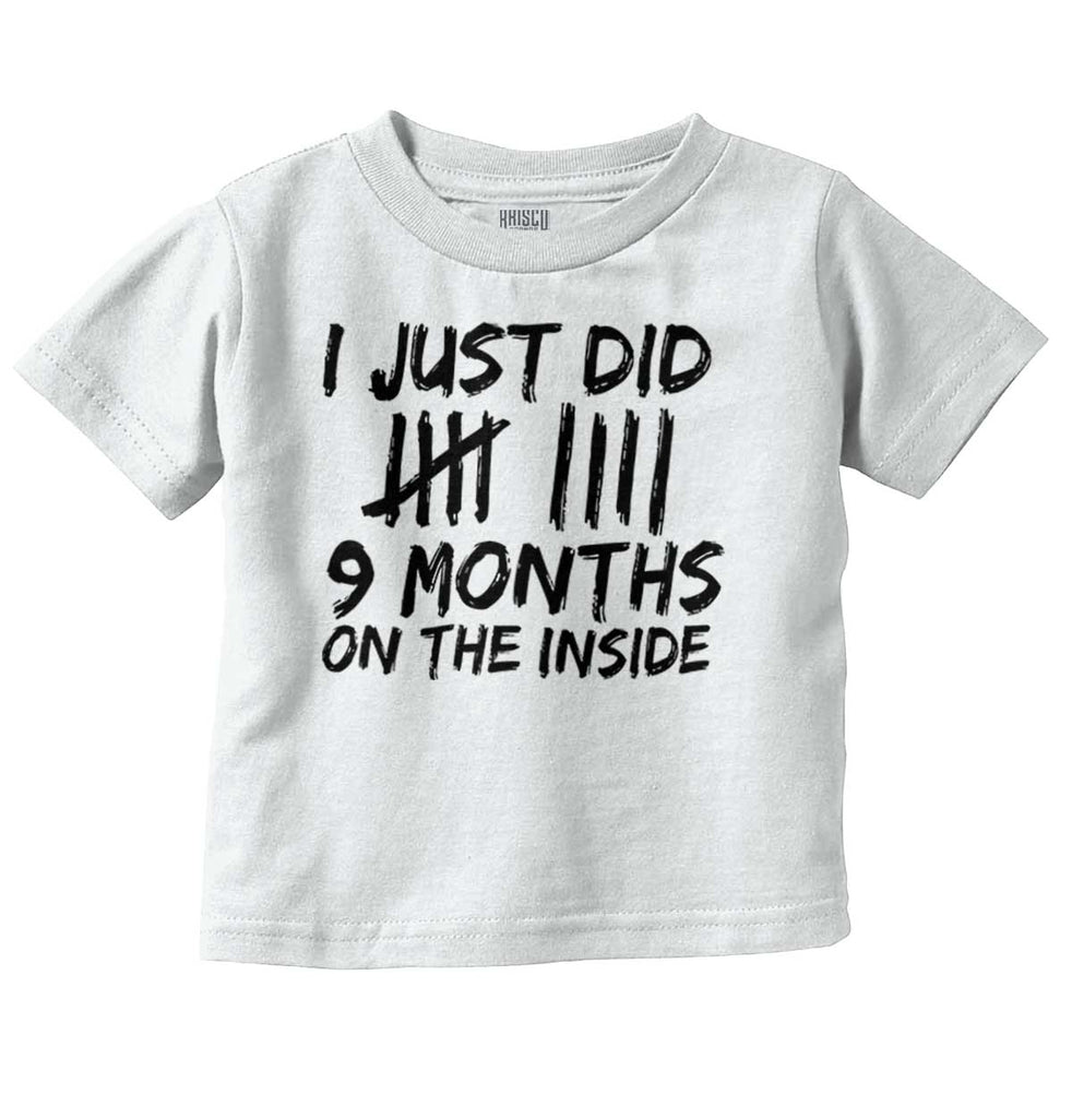 9 Months Inside Infant Toddler T Shirt-Direct To Garment Print-Brisco Baby
