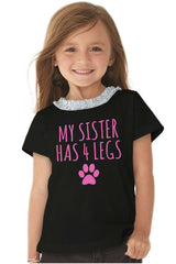 Sister has 4 legs Toddler Ruffled Trim T-Shirt-Direct To Garment Print-Brisco Baby