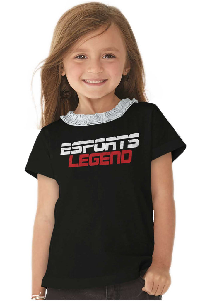 Sports Legend Professional Gamer Toddler Ruffled Trim T-Shirt-Direct To Garment Print-Brisco Baby