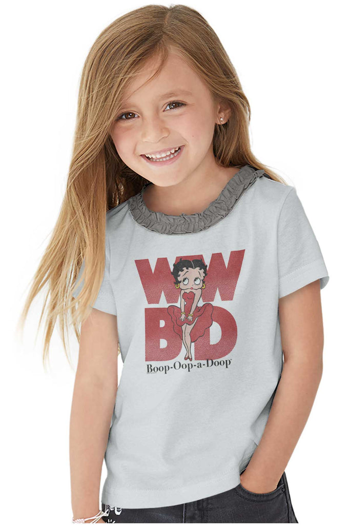 Blowing Dress Toddler Ruffled Trim T-Shirt-Direct To Garment Print-Brisco Baby