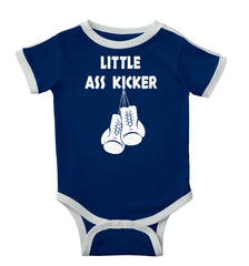 Little Ass Kicker Ringer Romper Bodysuit-Direct To Garment Print-Brisco Baby