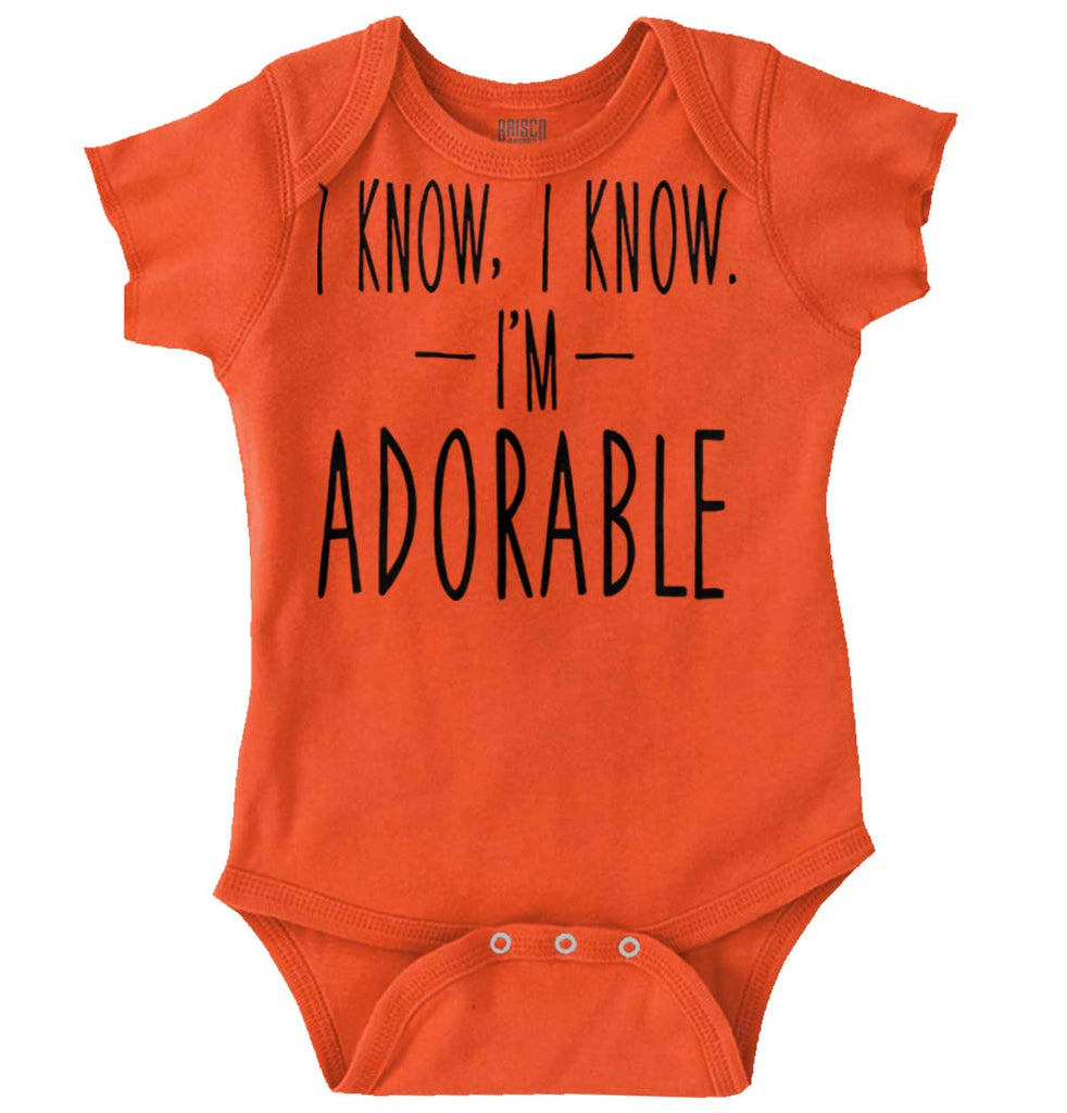 I Know I'm Adorable Romper Bodysuit-Direct To Garment Print-Brisco Baby