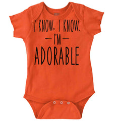 I Know I'm Adorable Romper Bodysuit-Direct To Garment Print-Brisco Baby