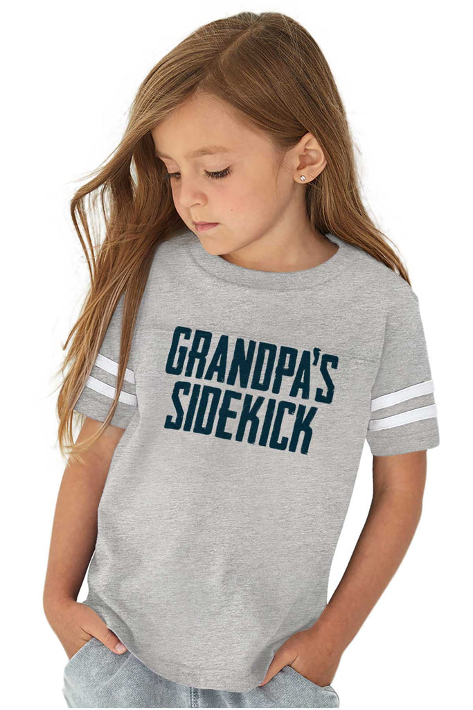 Grandpa's Sidekick Toddler Football Jersey Tee-Direct To Garment Print-Brisco Baby