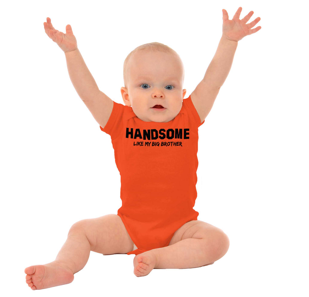 Handsome Like My Big Brother Romper Bodysuit-Direct To Garment Print-Brisco Baby
