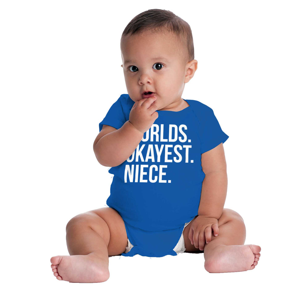 Worlds Okayest Niece Romper Bodysuit-Direct To Garment Print-Brisco Baby