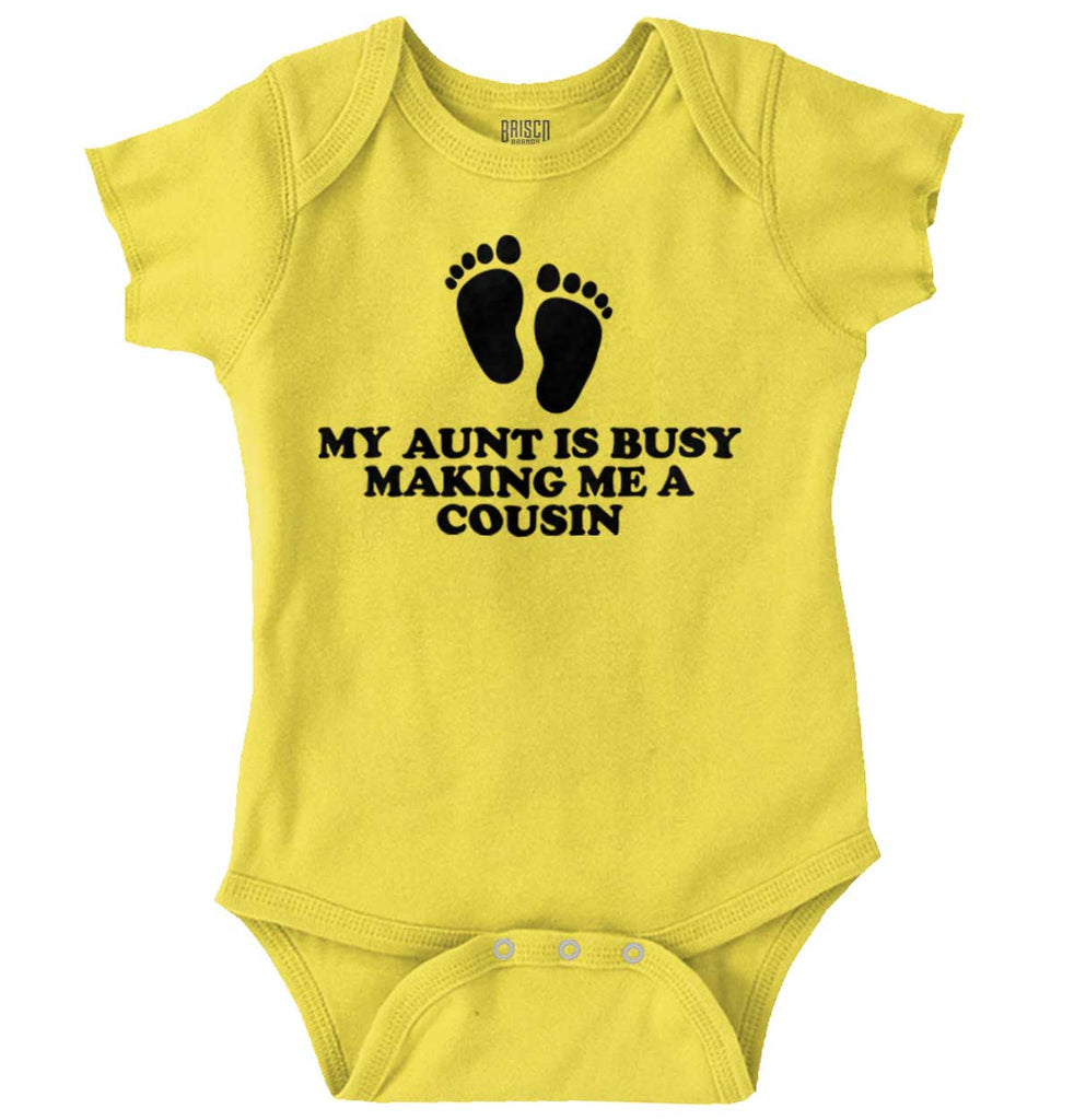 My Aunt Is Busy Romper Bodysuit-Direct To Garment Print-Brisco Baby