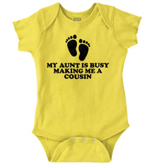 My Aunt Is Busy Romper Bodysuit-Direct To Garment Print-Brisco Baby