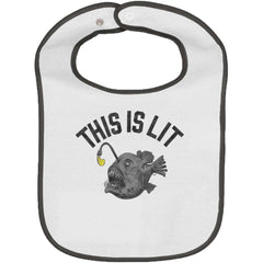 This Is Lit Trimed White Bib-Direct To Garment Print-Brisco Baby