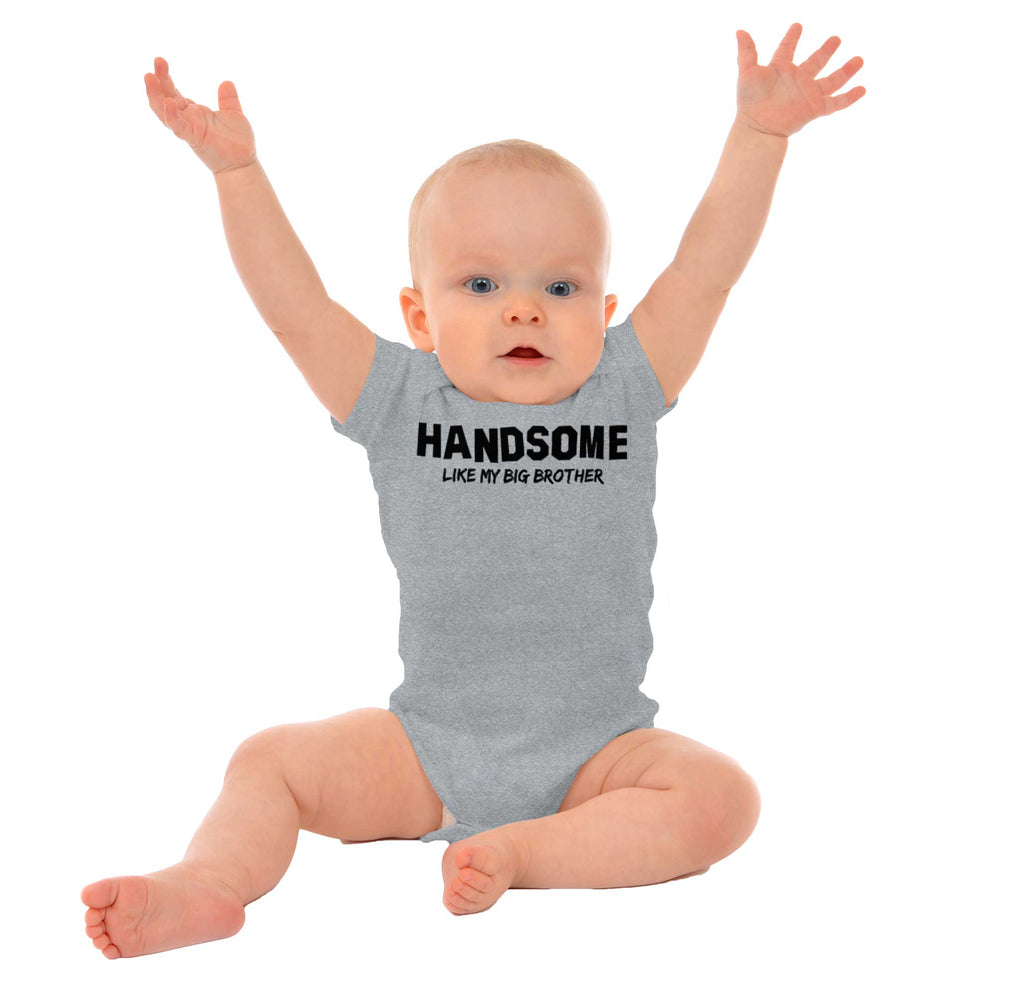Handsome Like My Big Brother Romper Bodysuit-Direct To Garment Print-Brisco Baby