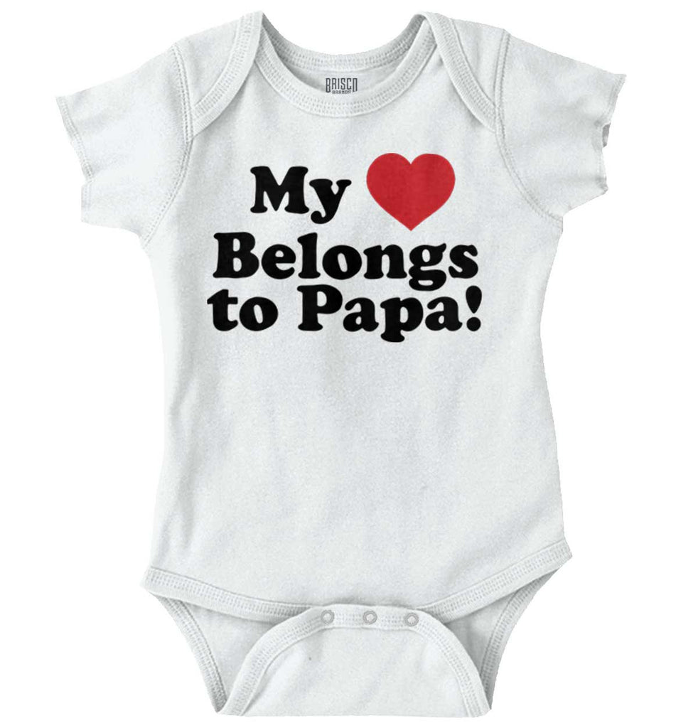 My Heart Belongs To Papa Romper Bodysuit-Direct To Garment Print-Brisco Baby