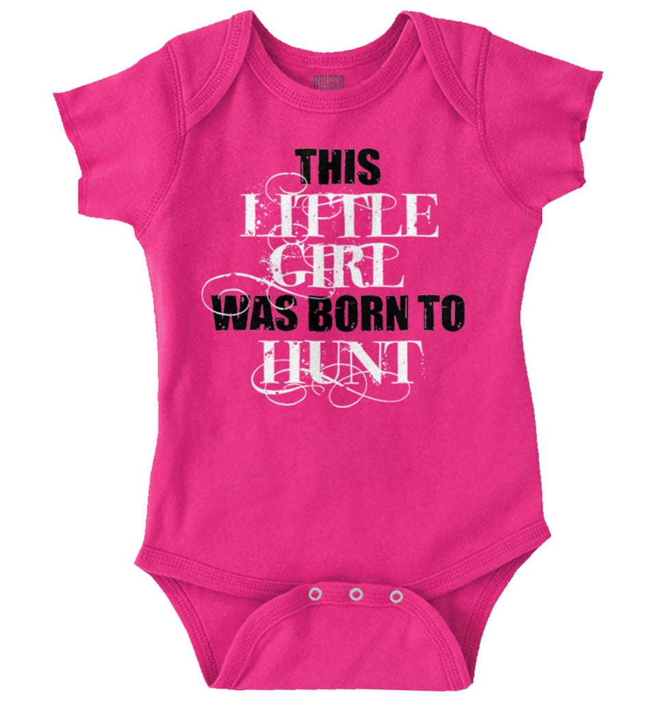 Little Girl Born To Hunt Romper Bodysuit-Direct To Garment Print-Brisco Baby