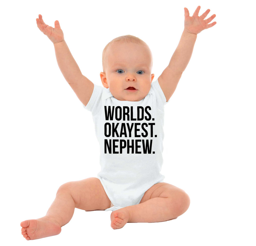 Worlds Okayest Nephew Romper Bodysuit-Direct To Garment Print-Brisco Baby