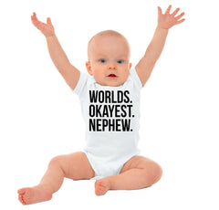 Worlds Okayest Nephew Romper Bodysuit-Direct To Garment Print-Brisco Baby