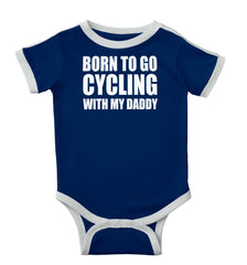 Cycling With Daddy Ringer Romper Bodysuit-Direct To Garment Print-Brisco Baby