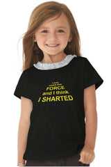 Used The Force Toddler Ruffled Trim T-Shirt-Direct To Garment Print-Brisco Baby