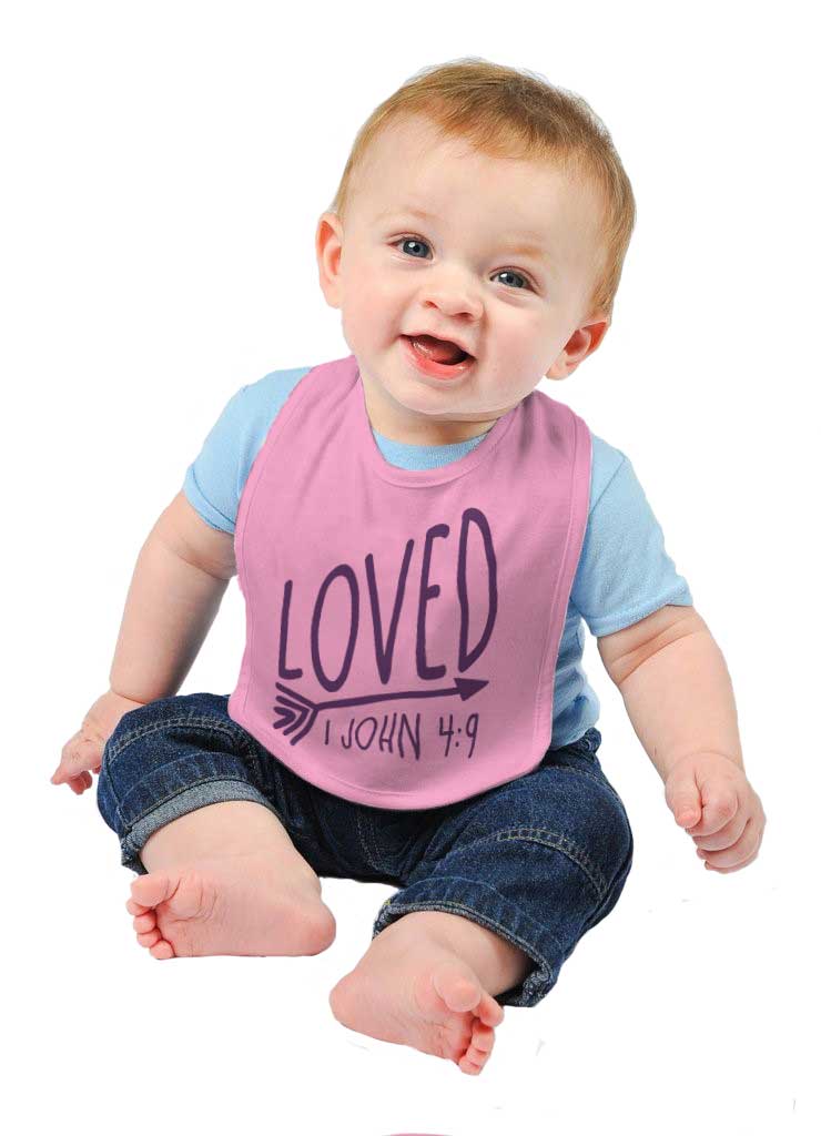 Loved Infant Baby Bib-Direct To Garment Print-Brisco Baby