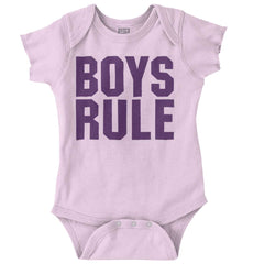 Boys Rule Romper Bodysuit-Direct To Garment Print-Brisco Baby